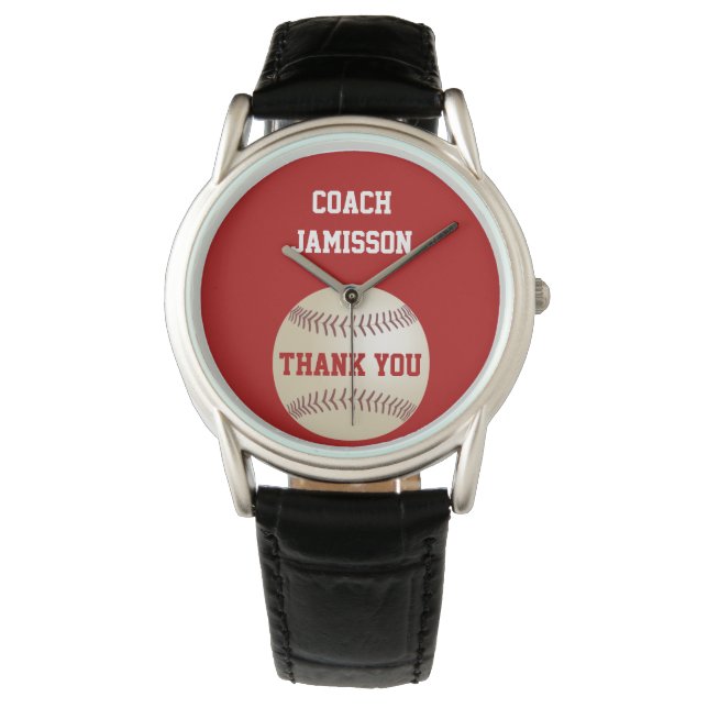 Reloj De Pulsera Gracias Coach Writing Watch Personalizado, Basebal (Anverso)