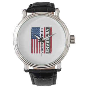 Reloj De Pulsera Gracias Veteranos Diseño de Vector de Bandera Angu