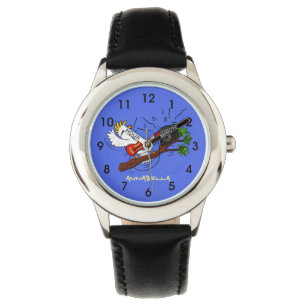 Reloj De Pulsera Graciosa cacatúa tocando el personalizado de guita