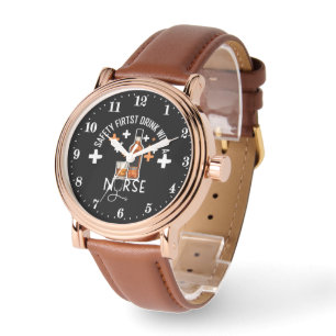 Reloj De Pulsera Graciosa enfermera tomando arte de palabra