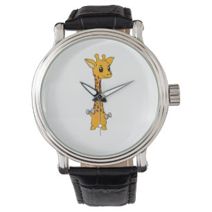 Reloj De Pulsera Graciosa Giraffe Camelopard Lifting Gym Motivation