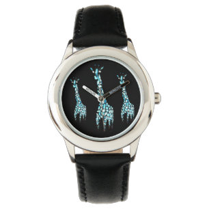 Reloj De Pulsera Graciosa jirafa azul de animales salvajes