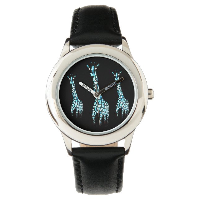 Reloj De Pulsera Graciosa jirafa azul de animales salvajes (Anverso)