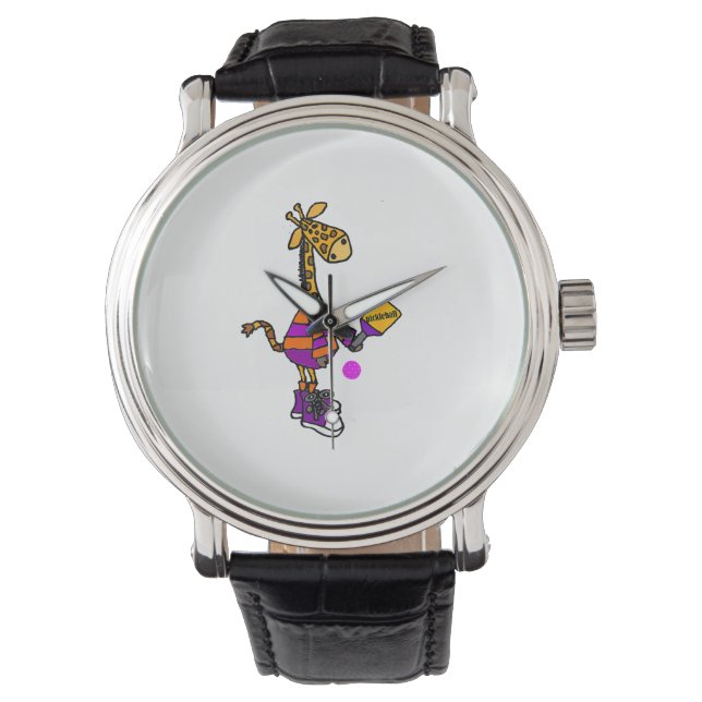 Reloj De Pulsera Graciosa jirafa jugando al baloncesto (Anverso)