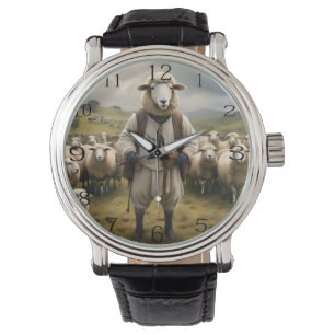 Reloj De Pulsera Graciosa oveja con su rebaño de ovejas,