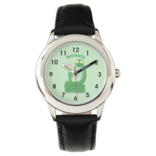 Reloj De Pulsera Graciosa serpiente verde con maraca personalizado