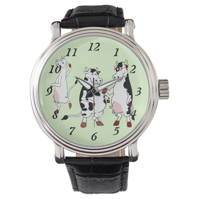 Reloj De Pulsera Gracioso arte original de vacas (Anverso)