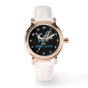 Reloj De Pulsera Gracioso café exfoliación guantes de goma palabra 