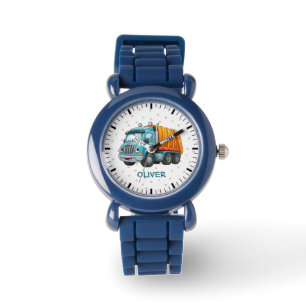 Reloj De Pulsera Gracioso camión de volquete amarillo azul