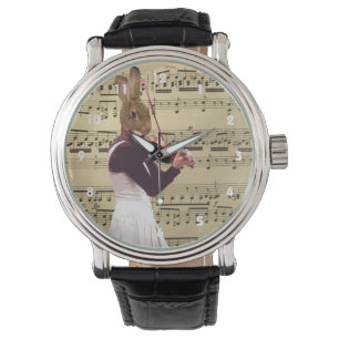 Reloj De Pulsera Gracioso conejo violinista