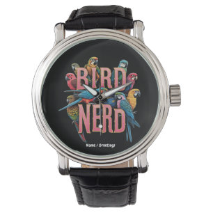 Reloj De Pulsera Gracioso diseño con nerd de pájaro para observador
