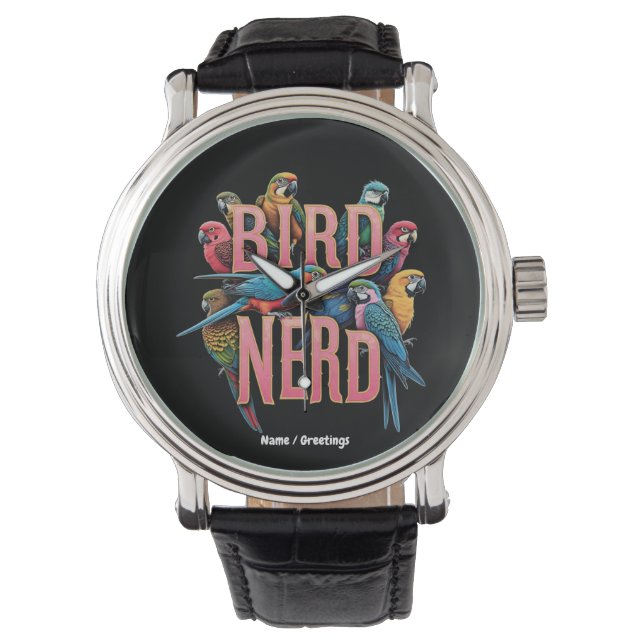 Reloj De Pulsera Gracioso diseño con nerd de pájaro para observador (Anverso)