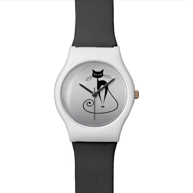 Reloj De Pulsera Gracioso gato de moda plateado (De cerca)