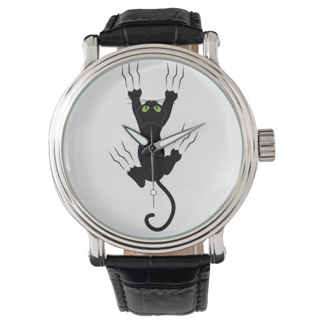 Reloj De Pulsera Gracioso gato negro con ojo verde (Anverso)