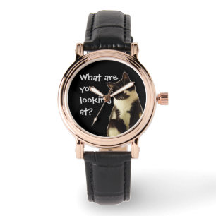Reloj De Pulsera Gracioso gato "¡Qué estás mirando!"