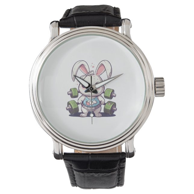 Reloj De Pulsera Gracioso gimnasio Bunny Fitness Studio Rabbit Card (Anverso)
