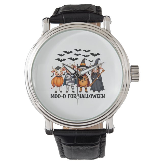 Reloj De Pulsera Gracioso Highland Cow Moo-d para Halloween (Anverso)