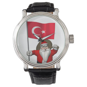 Reloj De Pulsera Gracioso Papá Noel Con Bandera De Turquía