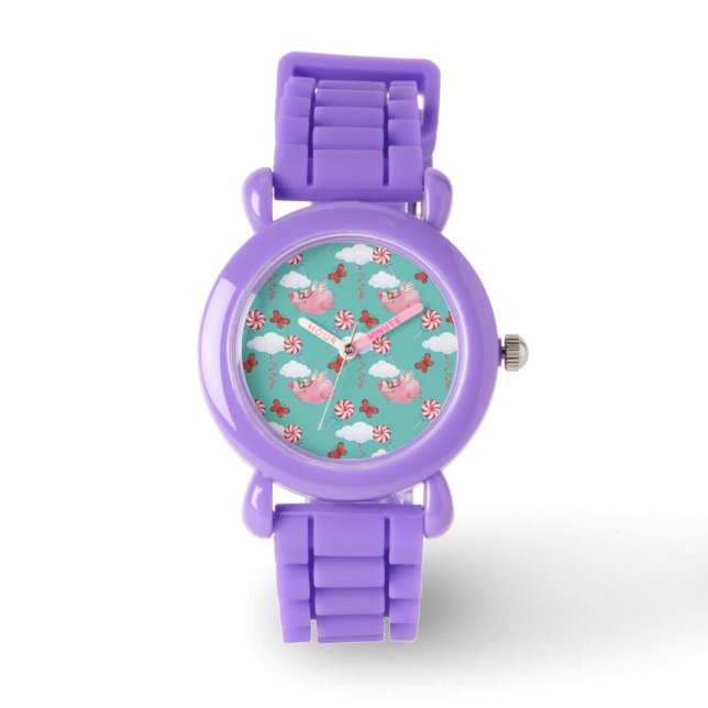 Reloj De Pulsera Gracioso patrón de cerdo volador (Anverso)