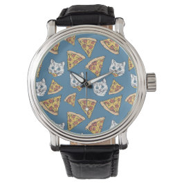 Reloj De Pulsera Gracioso patrón de gato de pizza pequeña