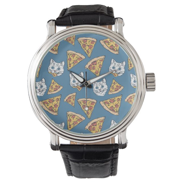 Reloj De Pulsera Gracioso patrón de gato de pizza pequeña (Anverso)
