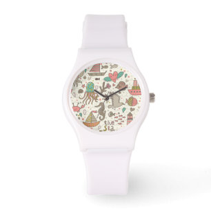 Reloj De Pulsera Gracioso Patrón De Verano Con Buques