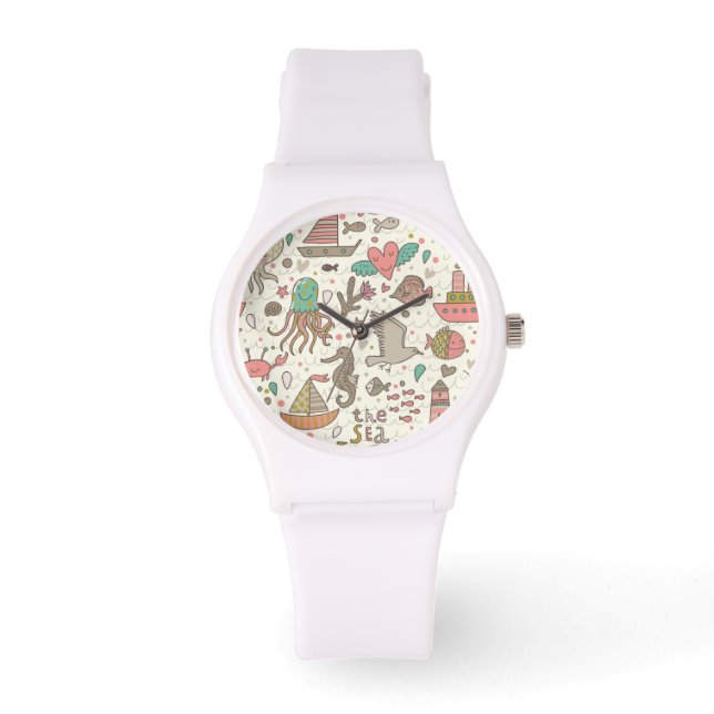 Reloj De Pulsera Gracioso Patrón De Verano Con Buques (Anverso)