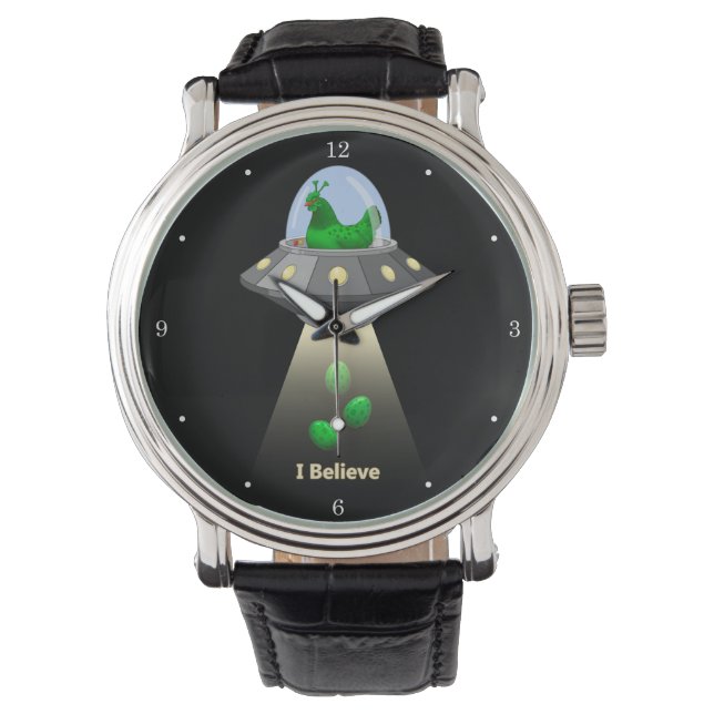 Reloj De Pulsera Gracioso secuestro de huevos de pollo verde de OVN (Anverso)