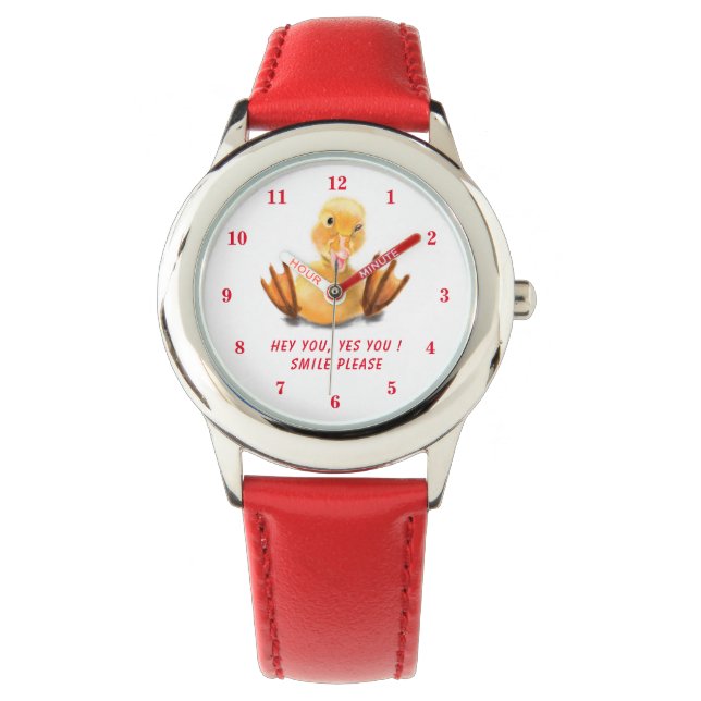Reloj De Pulsera Gracioso Watch con Pato Feliz - Texto Personalizad (Anverso)