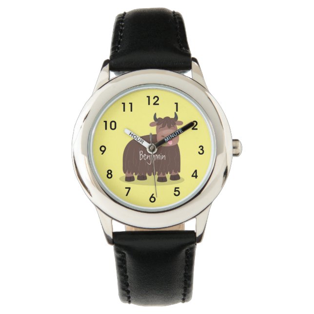 Reloj De Pulsera Gracioso yak feliz comiendo hierba personalizado i (Anverso)