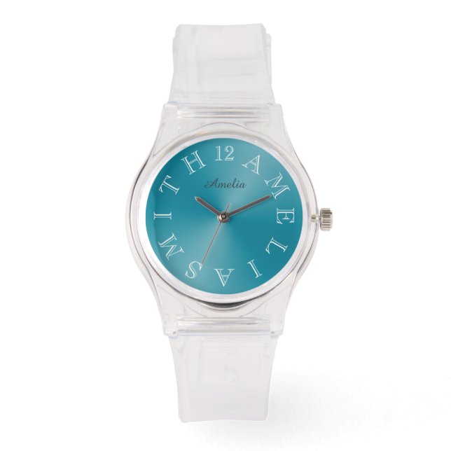 Reloj De Pulsera Gradiente azul Verde azulado de marcado de letra b (Anverso)