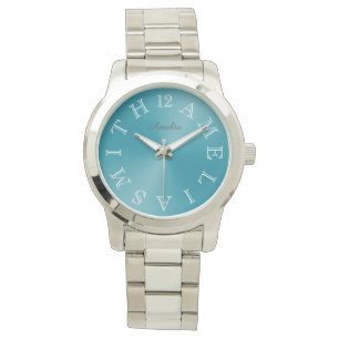 Reloj De Pulsera Gradiente azul Verde azulado de marcado de letra b