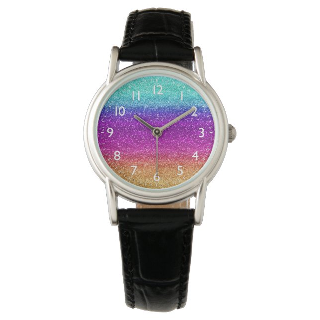 Reloj De Pulsera Gradiente de brillo de arcoíris brillante (Anverso)