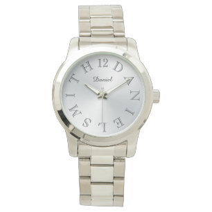 Reloj De Pulsera Gradiente de plata de marcado de letras personaliz