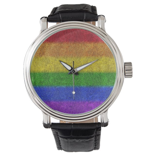 Reloj De Pulsera Gradiente de Purpurina de arcoiris caído (Anverso)