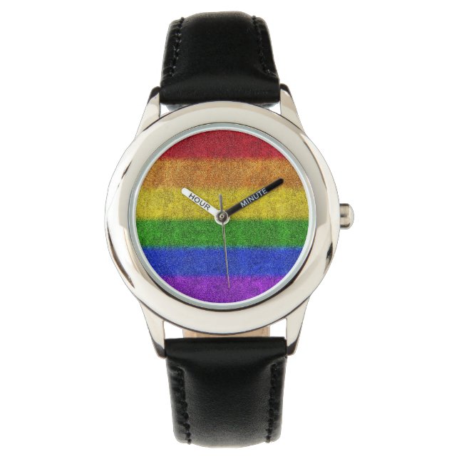 Reloj De Pulsera Gradiente de Purpurina de arcoiris caído (Anverso)