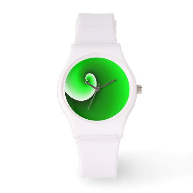 Reloj De Pulsera Gradiente en espiral verde blanco (Anverso)