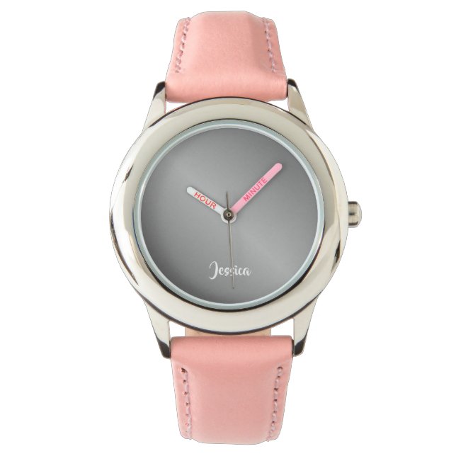 Reloj De Pulsera Gradiente plateado de nombre personalizado (Anverso)