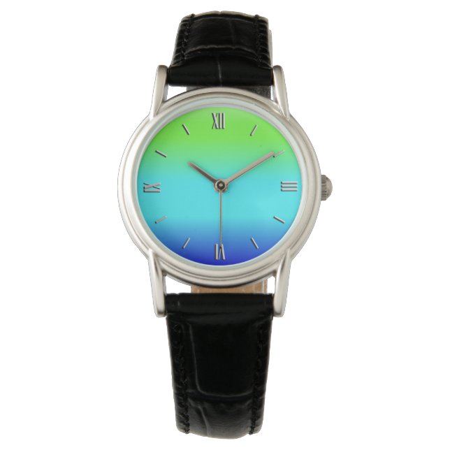 Reloj De Pulsera Gradiente verde, azul y turquesa (Anverso)