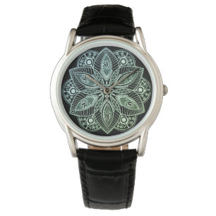 Reloj De Pulsera Gradiente verde tribal exótico Mandala