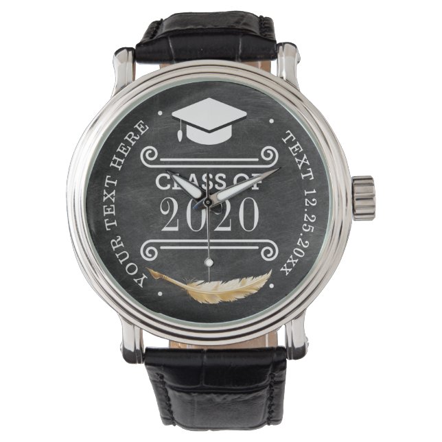 Reloj De Pulsera Graduación Retro Chalkboard Lujo personalizado (Anverso)