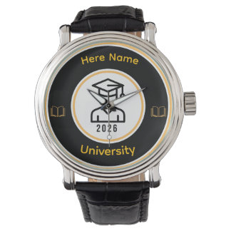 Reloj De Pulsera Graduado 2026 Elegante | Sello Dorado Personalizad