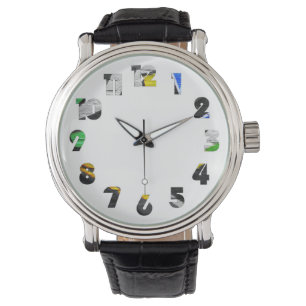 Reloj De Pulsera Graffiti 6 Número Superpuesto Mens Watch cn