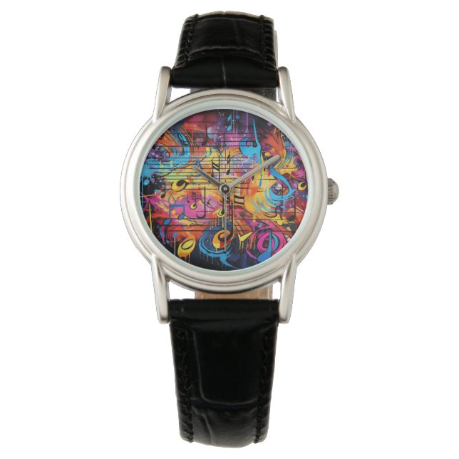 Reloj De Pulsera Graffiti Musical Notes Watch (Anverso)