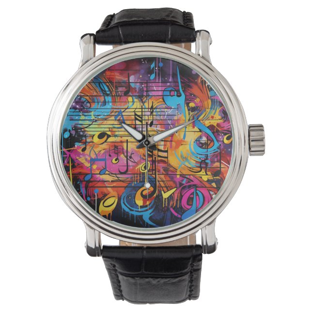Reloj De Pulsera Graffiti Musical Notes Watch (Anverso)