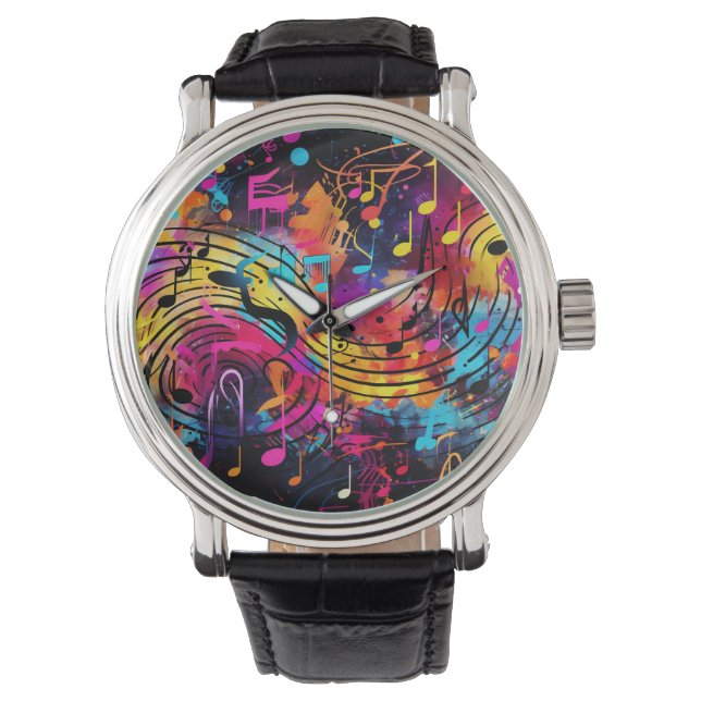 Reloj De Pulsera Graffiti Musical Notes Watch (Anverso)