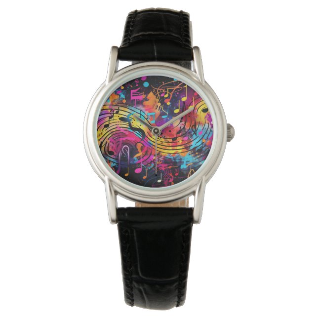 Reloj De Pulsera Graffiti Musical Notes Watch (Anverso)