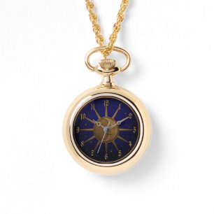 Reloj De Pulsera Gráfica de alivio de bronce de luna de sol celesti