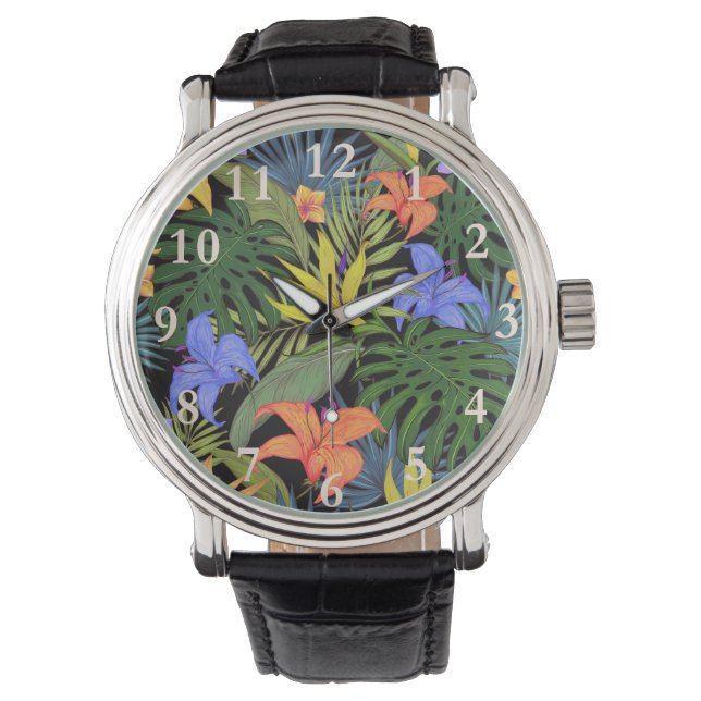 Reloj De Pulsera Gráfica de flor tropical Hawai Aloha (Anverso)