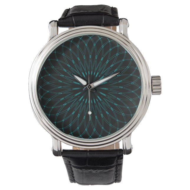Reloj De Pulsera Gráfica geométrica azul abstracta (Anverso)